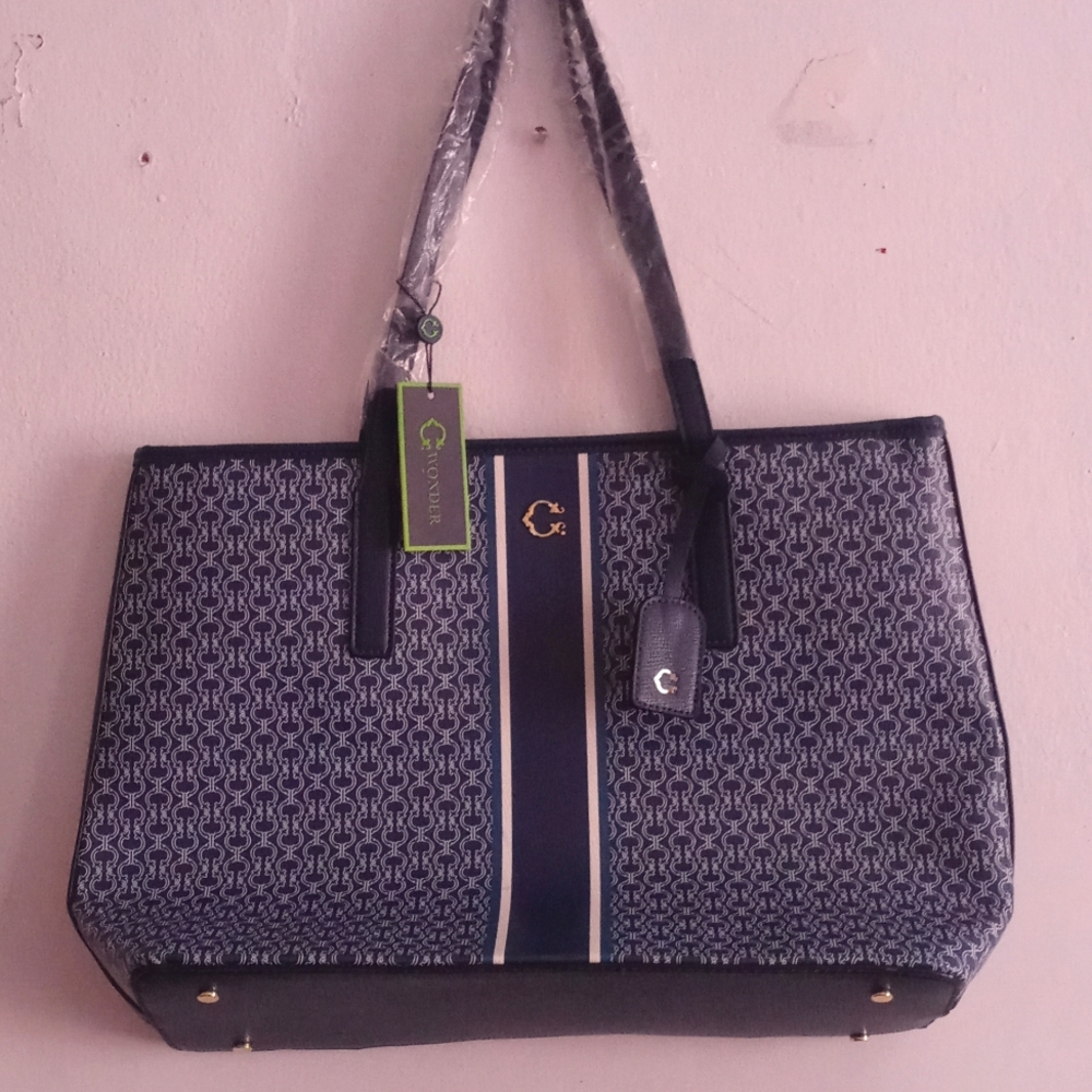 New wonder tote Bag Blue And Strip And white